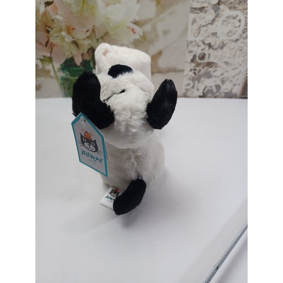 Jellycat Bashful Black Cream Soother Puppy Dog Baby Security Blanket Lovey Soft - Picture 5 of 7